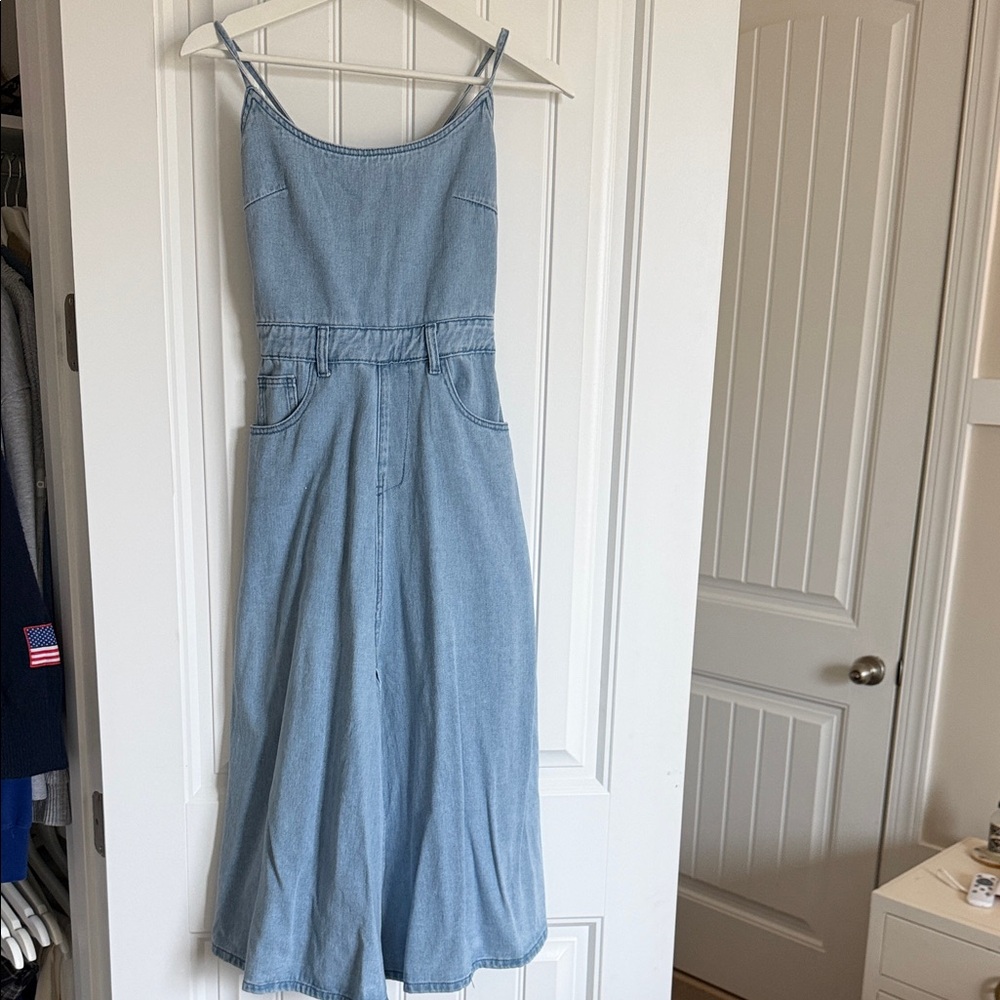 Molly Bracken Light Blue Denim Midi Dress